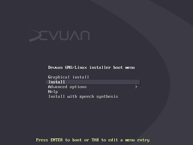 Devuan install first boot